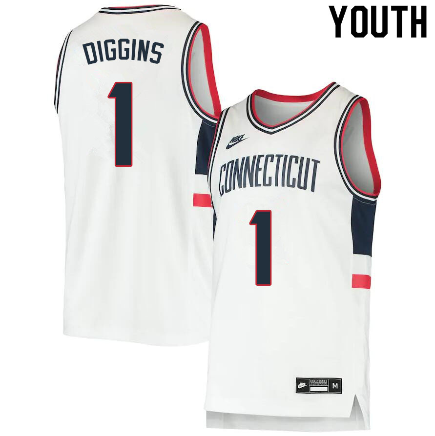 Youth #1 Rahsool Diggins Uconn Huskies College Basketball Jerseys Sale-Throwback - Click Image to Close